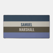 青と茶色のストライプパターン デスクマット (正面)