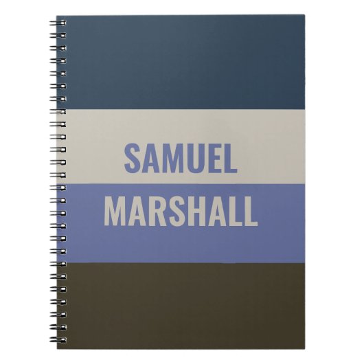 青と茶色のストライプパターン ノートブック (正面)