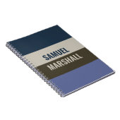 青と茶色のストライプパターン ノートブック (右側)