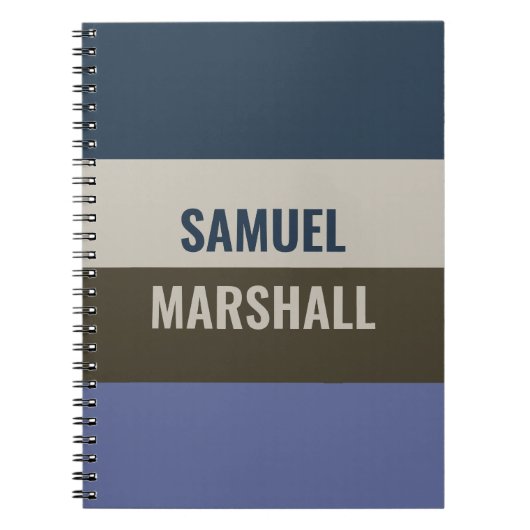 青と茶色のストライプパターン ノートブック (正面)