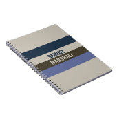 青と茶色のストライプパターン ノートブック (右側)