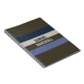 青と茶色のストライプパターン ノートブック (右側)