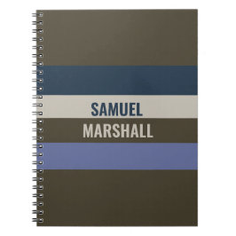 青と茶色のストライプパターン ノートブック