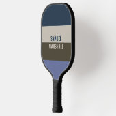青と茶色のストライプパターン ピックルボールラケット (左)