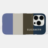 青と茶色のストライプパターン Case-Mate iPhoneケース (裏面 (横))