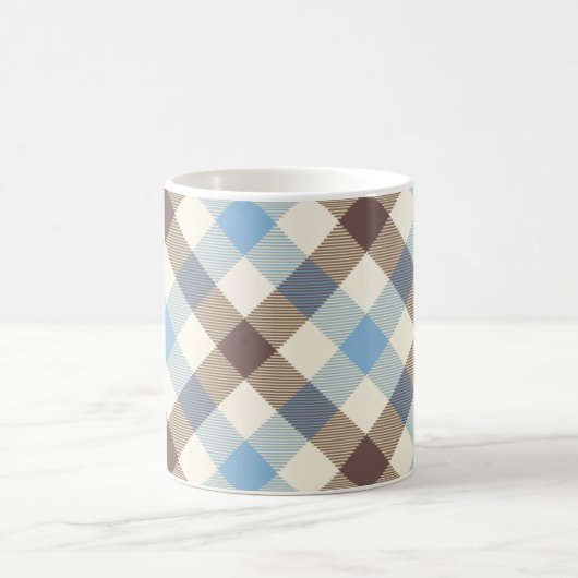 青と茶色のタータンチェック コーヒーマグカップ (中央)