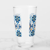 青と茶色のチェック付き格子状ガラスのウォーターボトル タンブラーグラス (左)