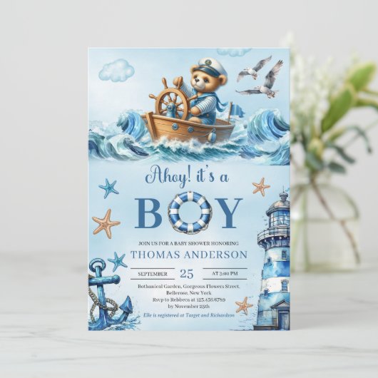 青と茶色のテディベアのボーイだ 招待状 (スタンド正面)