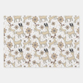 青と茶色のトナカイ ラッピングペーパーシート (正面3)