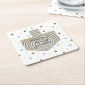 青と茶色のドレイドルの渦巻き スクエアペーパーコースター (アングル)