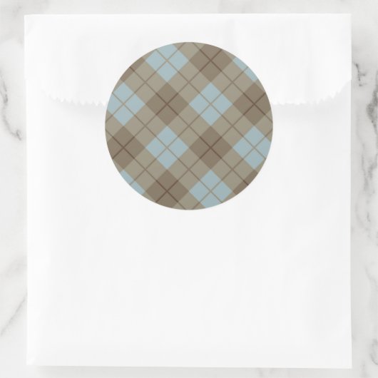 青と茶色のバイアスプレイド ラウンドシール (バッグ)