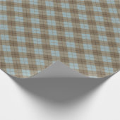 青と茶色のバイアスプレイド ラッピングペーパー (角)