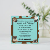 青と茶色のパグ招待状 招待状 (スタンド正面)