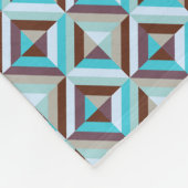 青と茶色のパッチワークキルトパターン フリースブランケット (角)