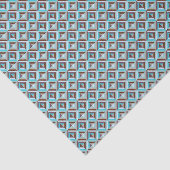 青と茶色のパッチワークキルトパターン 薄葉紙 (詳細)