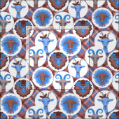 青と茶色のヒップスターヤギ – GetYerGoat™ ファブリック (タイル)