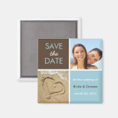 青と茶色のフォトセーブザデートマグネット マグネット (正面/裏面)