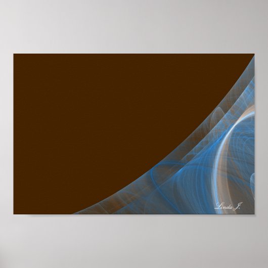 青と茶色のフラクタル縁どキャンバスまたはポスター ポスター (正面)