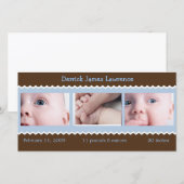 青と茶色のベビー発表 案内状 (正面/裏面)