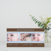 青と茶色のベビー発表 案内状 (スタンド正面)