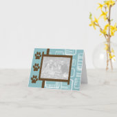 青と茶色のペット用グリーティングカード カード (黄色い花)