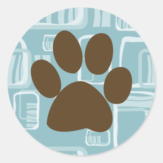 青と茶色のポープリントパターンシール ラウンドシール (正面)