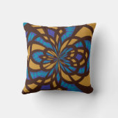 青と茶色のモザイク抽象芸術アート クッション (裏面)