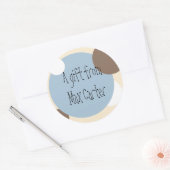 青と茶色の円ギフトステッカー(カスタマイズ可能) ラウンドシール (封筒)