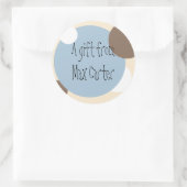 青と茶色の円ギフトステッカー(カスタマイズ可能) ラウンドシール (バッグ)