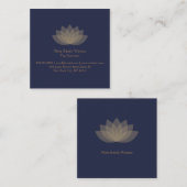 青と茶色の四角の蓮の花の名刺 スクエア名刺 (正面/裏面)