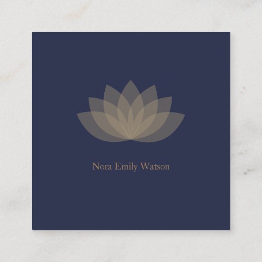青と茶色の四角の蓮の花の名刺 スクエア名刺 (裏面)