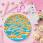 青と茶色の岩景 ペーパープレート (パーティー)