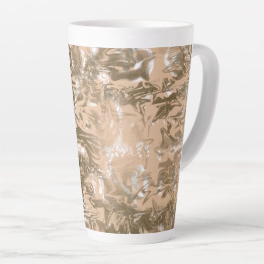 青と茶色の手の込んだペイズリー カフェラテマグ (右アングル)