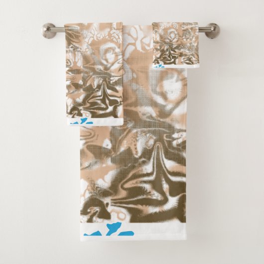 青と茶色の手の込んだペイズリー バスタオルセット (インサイチュ)