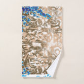 青と茶色の手の込んだペイズリー バスタオルセット (ハンドタオル)