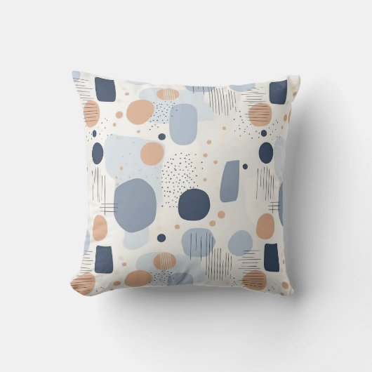 青と茶色の抽象芸術カラーDesignFleece毛布 クッション (正面)