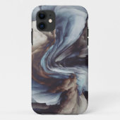 青と茶色の抽象芸術絵画の電話ケース Case-Mate iPhoneケース (裏面)