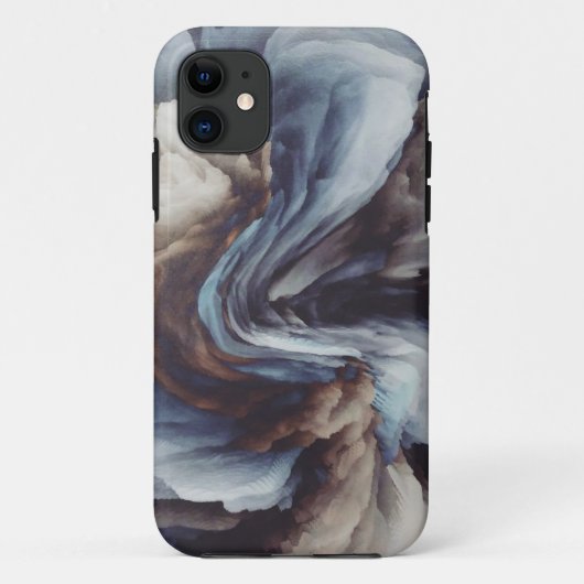 青と茶色の抽象芸術絵画の電話ケース Case-Mate iPhoneケース (裏面)