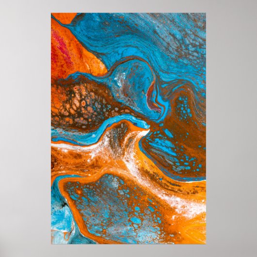 青と茶色の抽象芸術絵画 ポスター (正面)