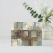 青と茶色の抽象芸術 ポストカード (スタンド正面)