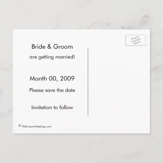 青と茶色の日付の写真はがきを保存 案内ポストカード (裏面)