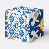 青と茶色の格子模様ギフトボックス フェイバーボックス (裏面サイド)