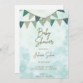 青と茶色の水色フロースクリプト男の赤ちゃんSh シーズンカード (正面/裏面)