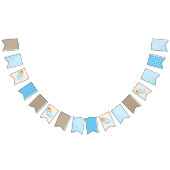 青と茶色の男の赤ちゃん赤ちゃんシャワーパーティーバナー バンティングフラッグ (全)