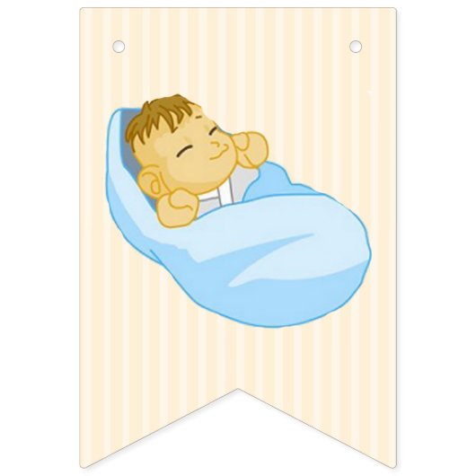 青と茶色の男の赤ちゃん赤ちゃんシャワーパーティーバナー バンティングフラッグ (第3の旗)