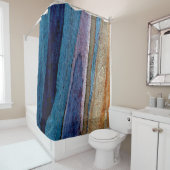 青と茶色の絵を描表面 シャワーカーテン (インサイチュ)