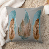 青と茶色の羽毛装飾用クッション クッション (ブランケット)