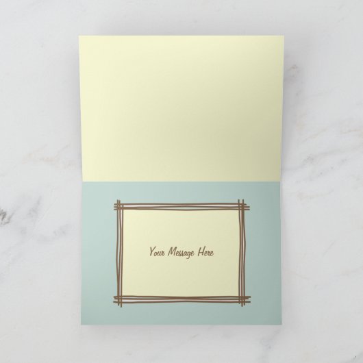 青と茶色の花の母の日カード カード (内部)