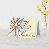 青と茶色の花の母の日カード カード (黄色い花)
