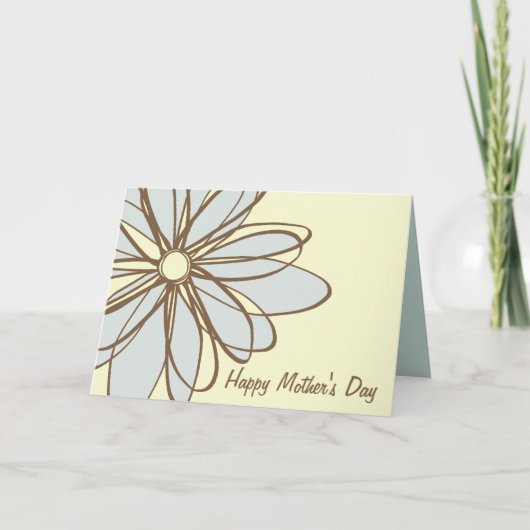 青と茶色の花の母の日カード カード (正面)